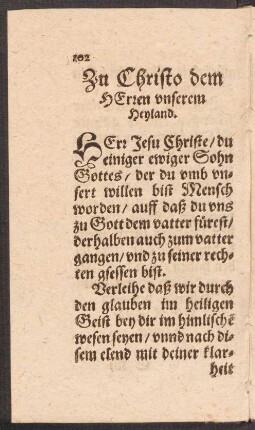 Zu Christo dem Herren unserem Heyland.