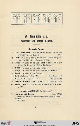 A. Gemälde u. a. moderner und älterer Meister (Nr. 1-211)