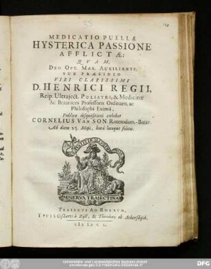 Medicatio Puellæ Hysterica Passione Afflictæ