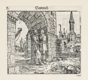 Joab tötet Abner, aus: Martin Luther, "Biblia: Das ist: Die gantze heilige Schrifft: Deudsch", Wittenberg 1561, S. 171 recto