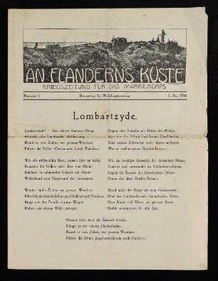 An Flanderns Küste, Kriegszeitung für das Marinekorps, Nummer 4, 1. Mai 1916 - Lombartzyde