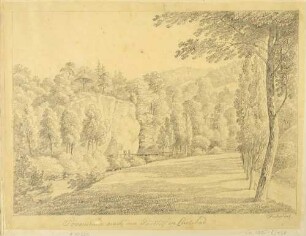 Promenade in Richtung Posthof, Gasthof südlich der Stadt Karlsbad (Karlovy Vary), in Böhmen, Tschechien