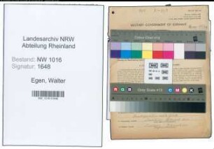 Entnazifizierung Walter Egen , geb. 02.03.1898 (Werkmeister)