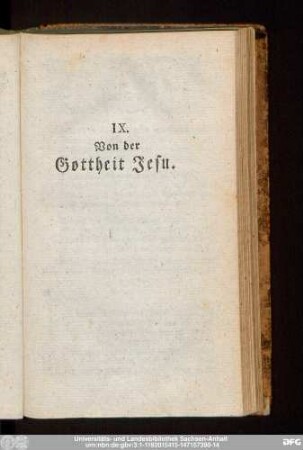 IX. Von der Gottheit Jesu.