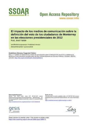 El impacto de los medios de comunicación sobre la definición del voto de los ciudadanos de Monterrey en las elecciones presidenciales de 2012
