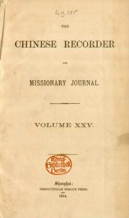 26.1895: The Chinese recorder and missionary journal