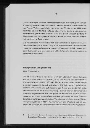 Nachgelassen und geschenkt
