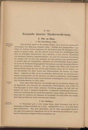II. Teil. Beispiele innerer Stadterweiterung.