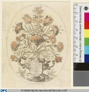 Stillleben mit Blumen in einer Vase im Oval