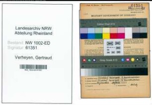 Entnazifizierung Gertraud Verheyen, geb. 15.11.1921 (Kindergaertnerin)