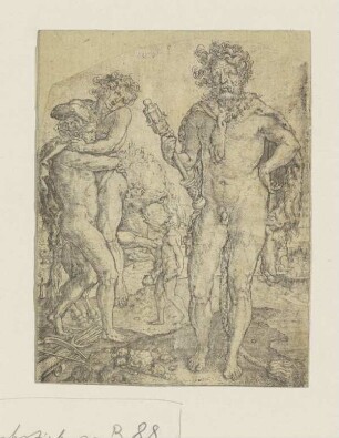Herkules und Antaeus (Aldegrever, Die Arbeiten des Herkules, 1550, 6)