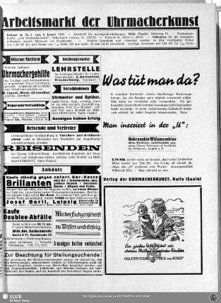 Arbeitsmarkt der Uhrmacherkunst