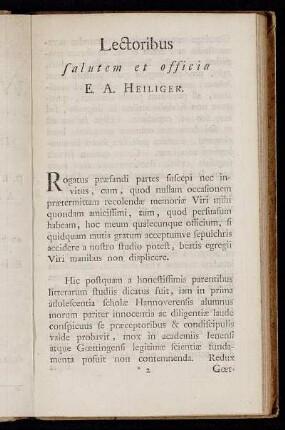 Lectoribus salutem et officia E. A. Heiliger.
