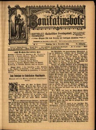Erste Ausgabe vom Sonntag, den 06. November 1904.