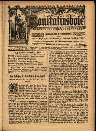 Erste Ausgabe vom Sonntag, den 06. November 1904.
