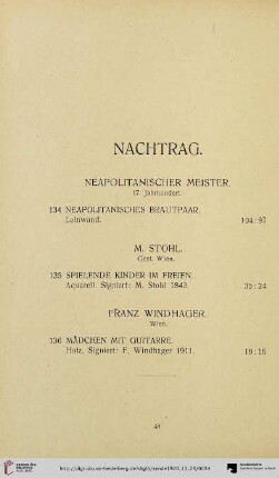 Nachtrag (Nr. 134-136)