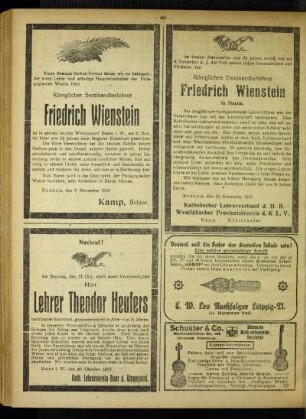 Königlichen Seminaroberlehrer Friedrich Wienstein in Hamm : [Nekrolog]