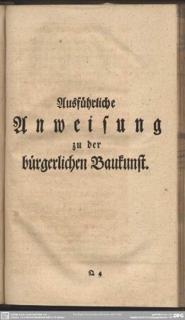 Ausführliche Anweisung zu der bürgerlichen Baukunst
