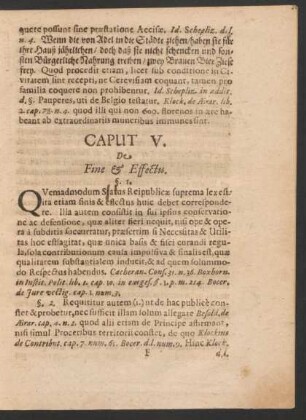 Caput V. De Fine & Effectu.