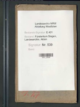 Journal über die innerhalb der Regierung zu Siegen gefassten Resolutionen