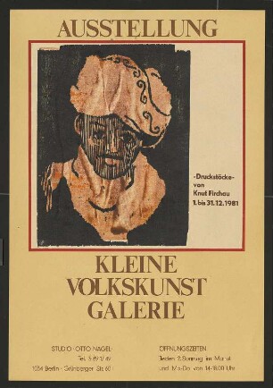 Ausstellungswerbung: "Druckstöcke von Knut Firchau" von 01.12. bis zum 31.12.1981