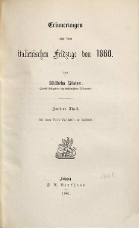 Erinnerungen aus dem italienischen Feldzuge von 1860, 2