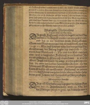 XX. Astrologische Muthmassung D. Johann Gabriel Sperbers.