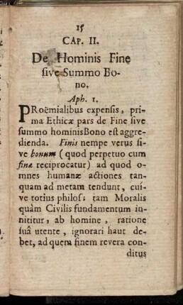 Cap. II. De Hominis Fine sive Summo Bono.