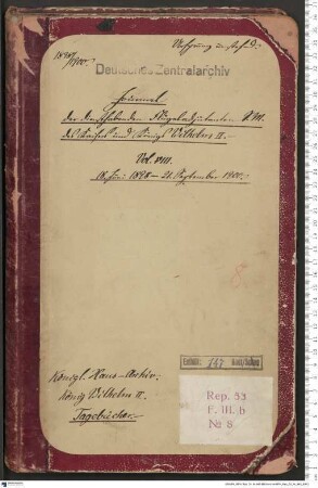 Journal der diensthabenden Flügel-Adjutanten Kaiser Wilhelms II.