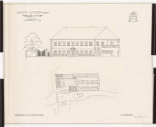 Schloss Sennfeld, Adelsheim: Lageplan 1:500, Ansicht Nordost 1:100