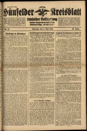 Ausgabe vom Dienstag, den 03. Juni 1941.