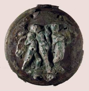 Etruskischer Klappspiegel mit Bacchus und Amor