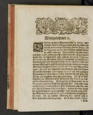 [... Eilfertiges Antwort-Schreiben an einem Hoch-Fürstlichen Raht ...]