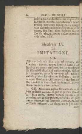 Membrum III. De Imitatione