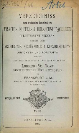 Antiquarisches Verzeichniss. 66. 1886