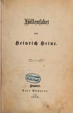 Höllenfahrt von Heinrich Heine