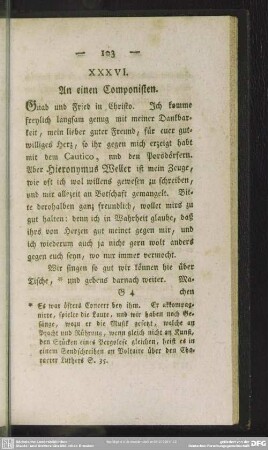 XXXVI. An einen Componisten