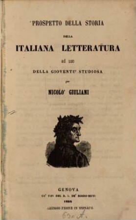 Prospetto della storia della Italiana Letteratura ad uso della gioventu' studiosa