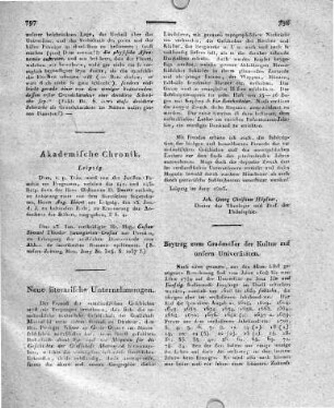 Neue literarische Unternehmungen. Beytrag zum Gradmesser der Kultur auf unseren Universitäten.