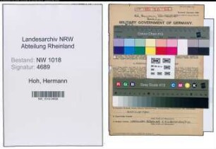 Entnazifizierung Hermann Hoh , geb. 10.10.1901 (Schlosser)