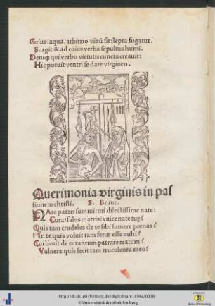 Querimonia virginis in passionem christi