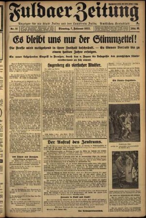 Ausgabe vom Dienstag, den 07. Februar 1933.
