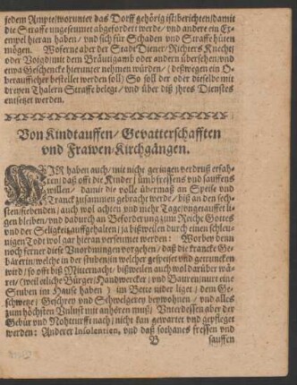 Von Kindtauffen, Gevatterschafften und Frawen-Kirchgängen