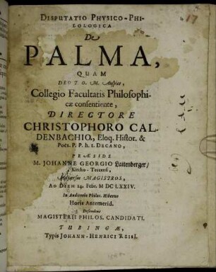 Disputatio Physico-Philologica De Palma