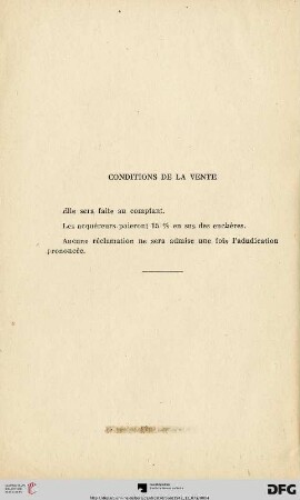 Conditions de la vente