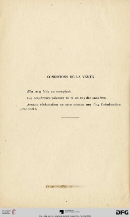 Conditions de la vente