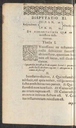 Disputatio XI. ... De Hereditatibus Quae Ab intestato deferuntur.