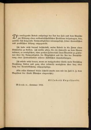 1-16, Die Zentralisation der städtischen Haushaltungen