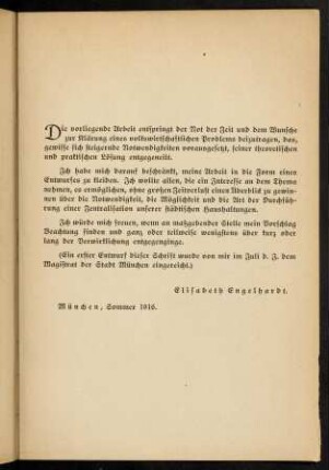 1-16, Die Zentralisation der städtischen Haushaltungen