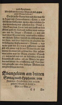 Evangelium am dritten Sontag nach Epiphanie/ von frommen Haußvätern und treuem gesinde ...